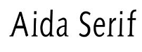 The phrase Aida Serif rendered in Aida Serif proportional font